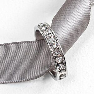 Rhodium Plated Eternity Ring with Swarovski Crystals